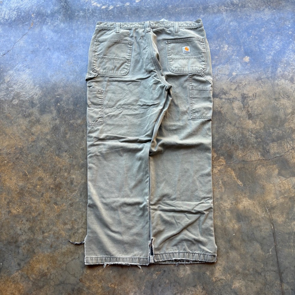 Carhartt Relaxed Fit Flannel Lined Work Pants Olive Green Mens 38x30